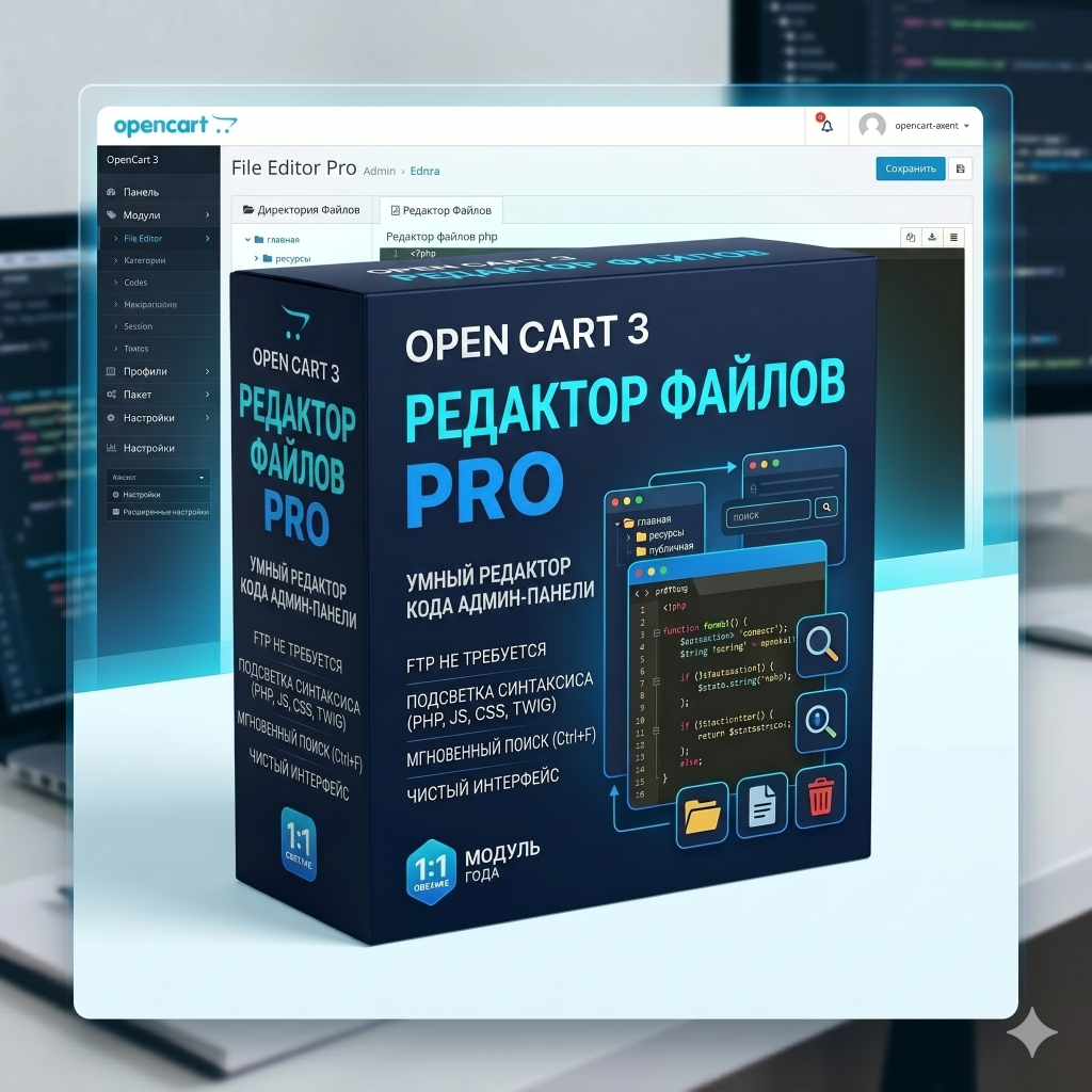 Редактор файлов из админки OpenCart 3